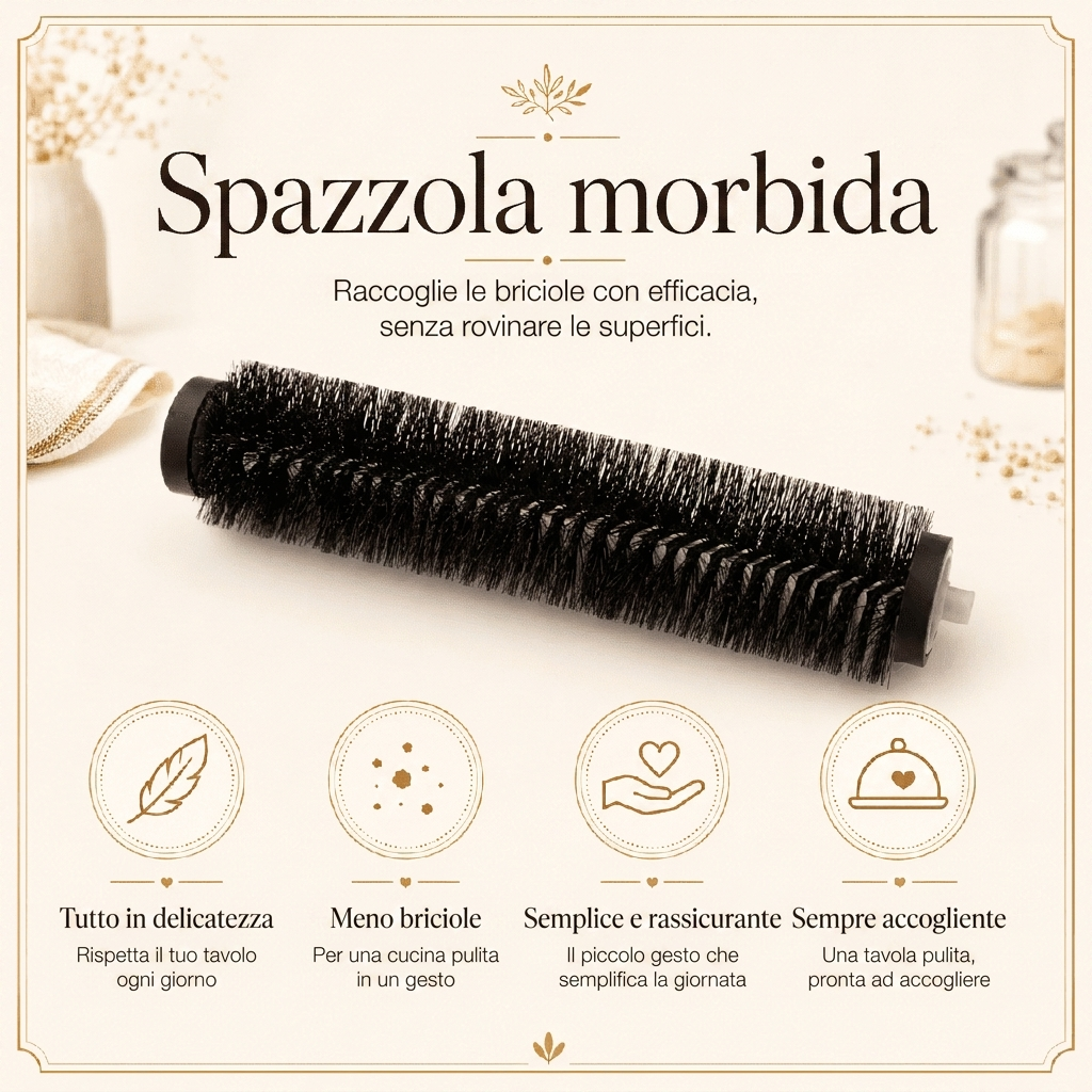 Spazzola morbida - raccoglie le briciole senza rovinare le superfici