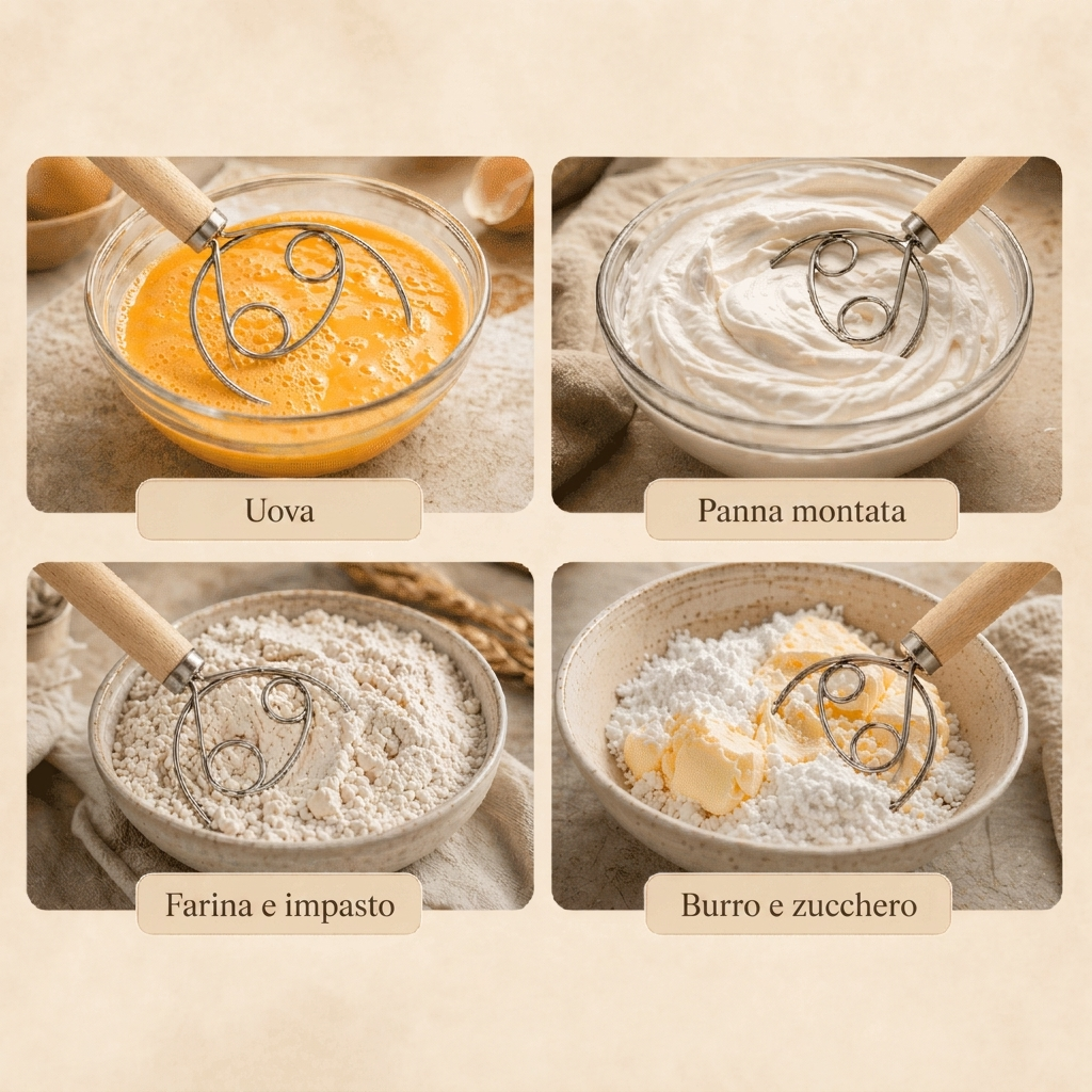 Frusta danese - uova, panna montata, farina e impasto, burro e zucchero