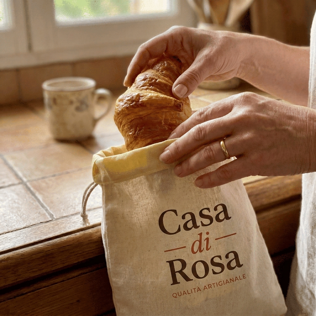 Cornetto conservato nel sacchetto Casa di Rosa