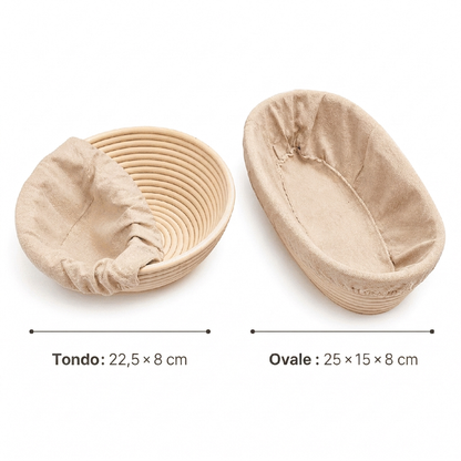 Cestino da lievitazione - misure Tondo 22,5x8 cm e Ovale 25x15x8 cm