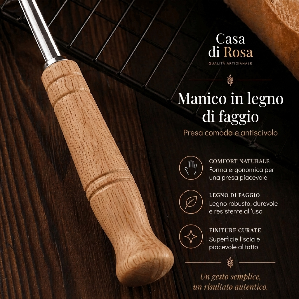 Manico in legno di faggio - presa comoda e antiscivolo